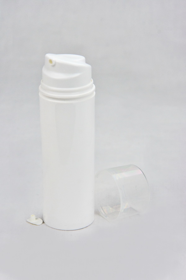 Airless Spender PP leer, weiss mit Schutzkappe klarsicht, 100ml