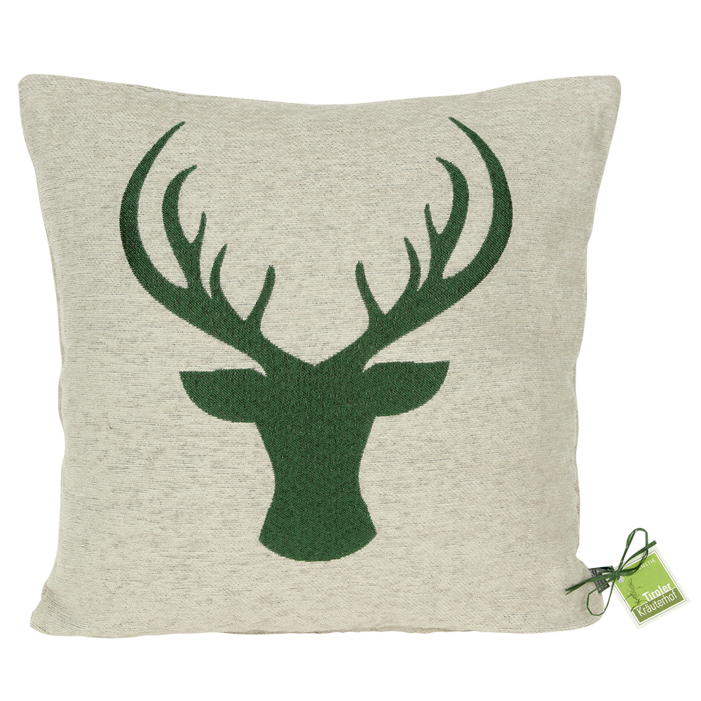 Zirbenkissen Hirschkopf grün ♥ Premiumqualität ♥ Füllung 100% Tiroler Zirbenflocken