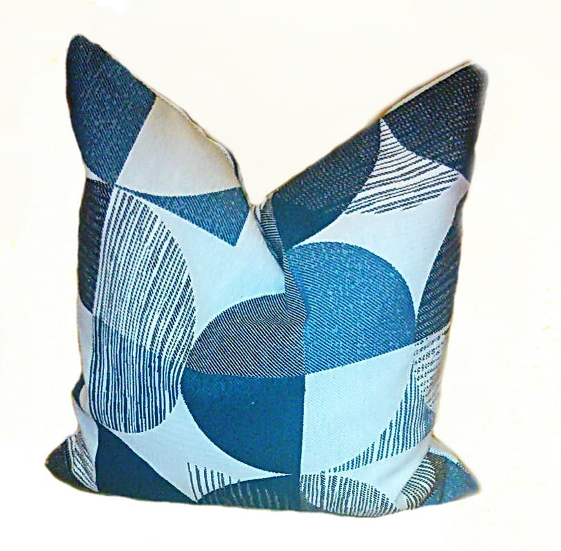Zirbenkissen - Zirbenpolster Kreismuster modern petrol mit Zirbenholzspänen im 100% Baumwoll Inlet