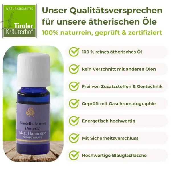Dragonspice Ätherisches Sandelholzöl Mysore – 100% Rein, 30 Ml, Wohlig-holziger Duft